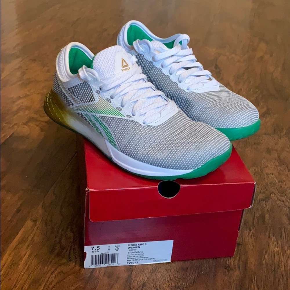 Reebok Nano 9 women’s size 7.5 Saint Pattys day